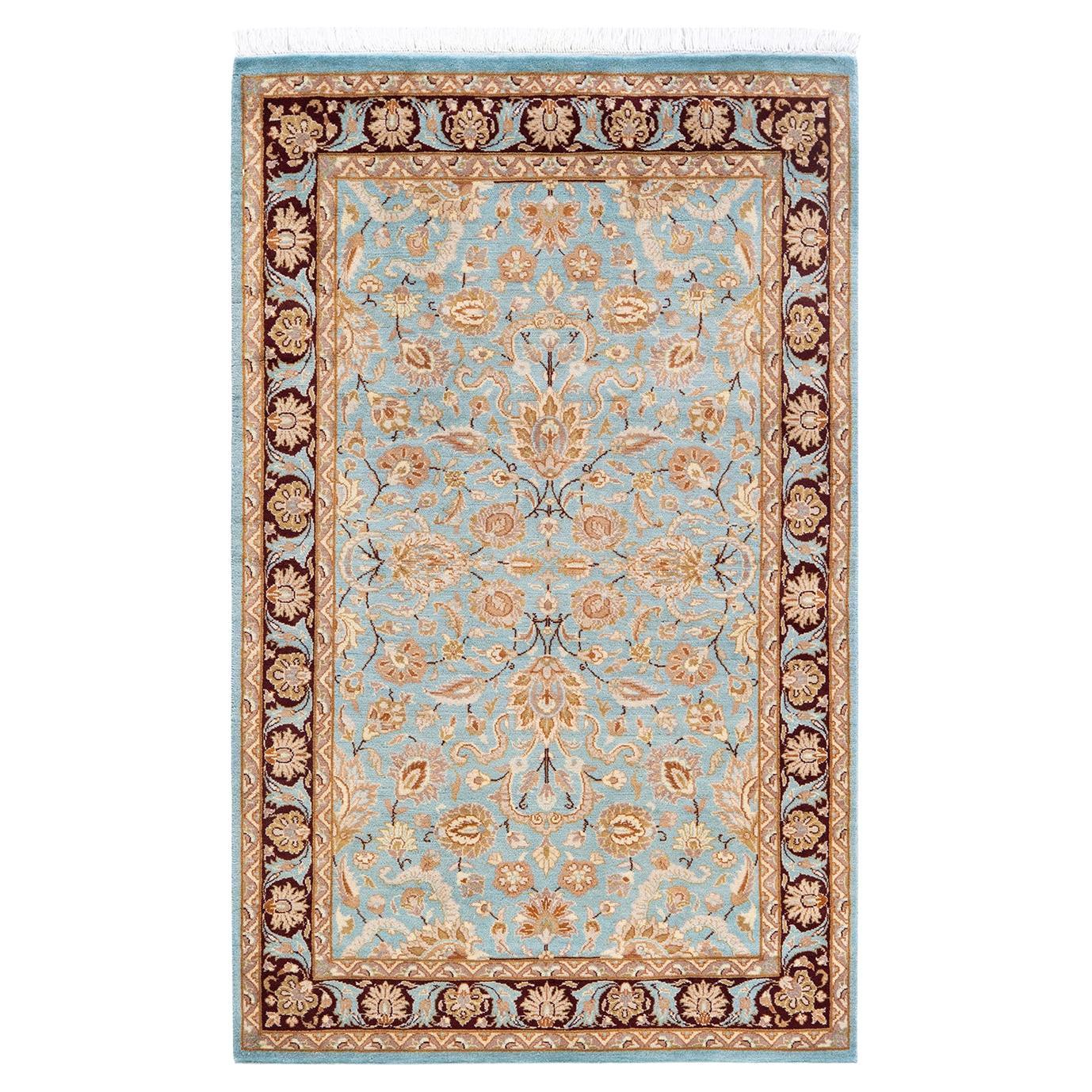 One-of-a-kind Hand Knotted Oriental Mogul Light Blue Area Rug