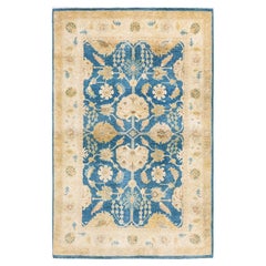One-of-a-kind Hand Knotted Oriental Mogul Light Blue Area Rug