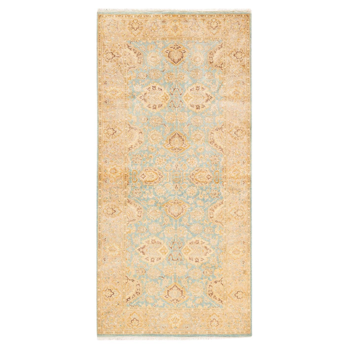 One-Of-A-Kind Hand Knotted Oriental Mogul Light Blue Area Rug 3' 2" x 6' 8" For Sale
