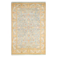 One-of-a-kind Hand Knotted Oriental Mogul Light Blue Area Rug