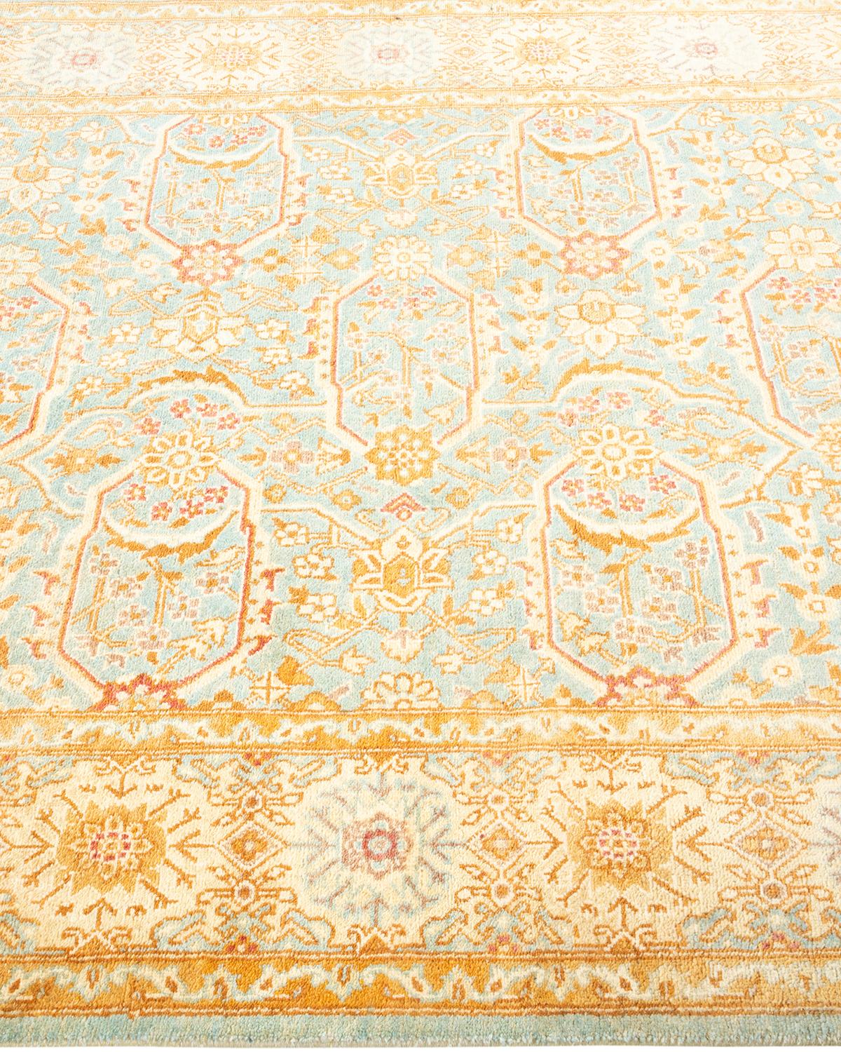 One-Of-A-Kind Hand Knotted Oriental Mogul Light Blue Area Rug In New Condition For Sale In Norwalk, CT