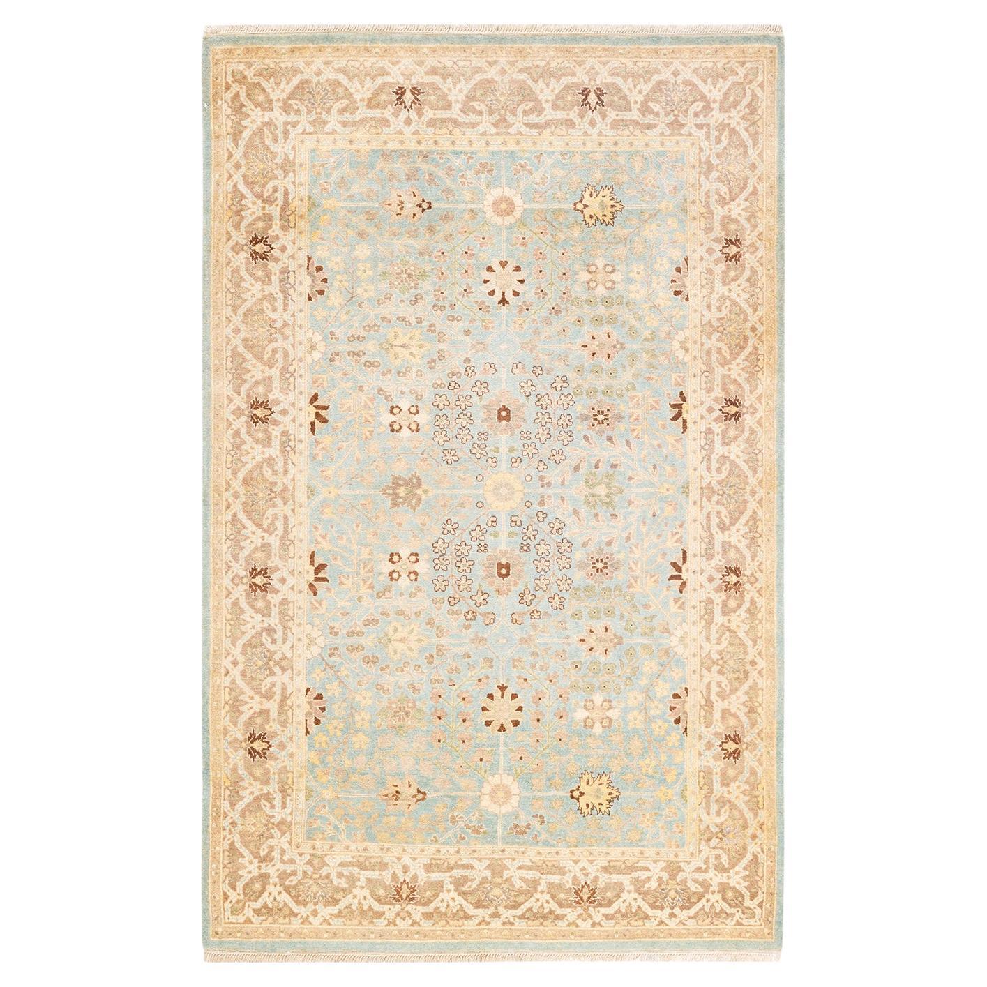 One-of-a-Kind Hand Knotted Oriental Mogul Light Blue Area Rug For Sale