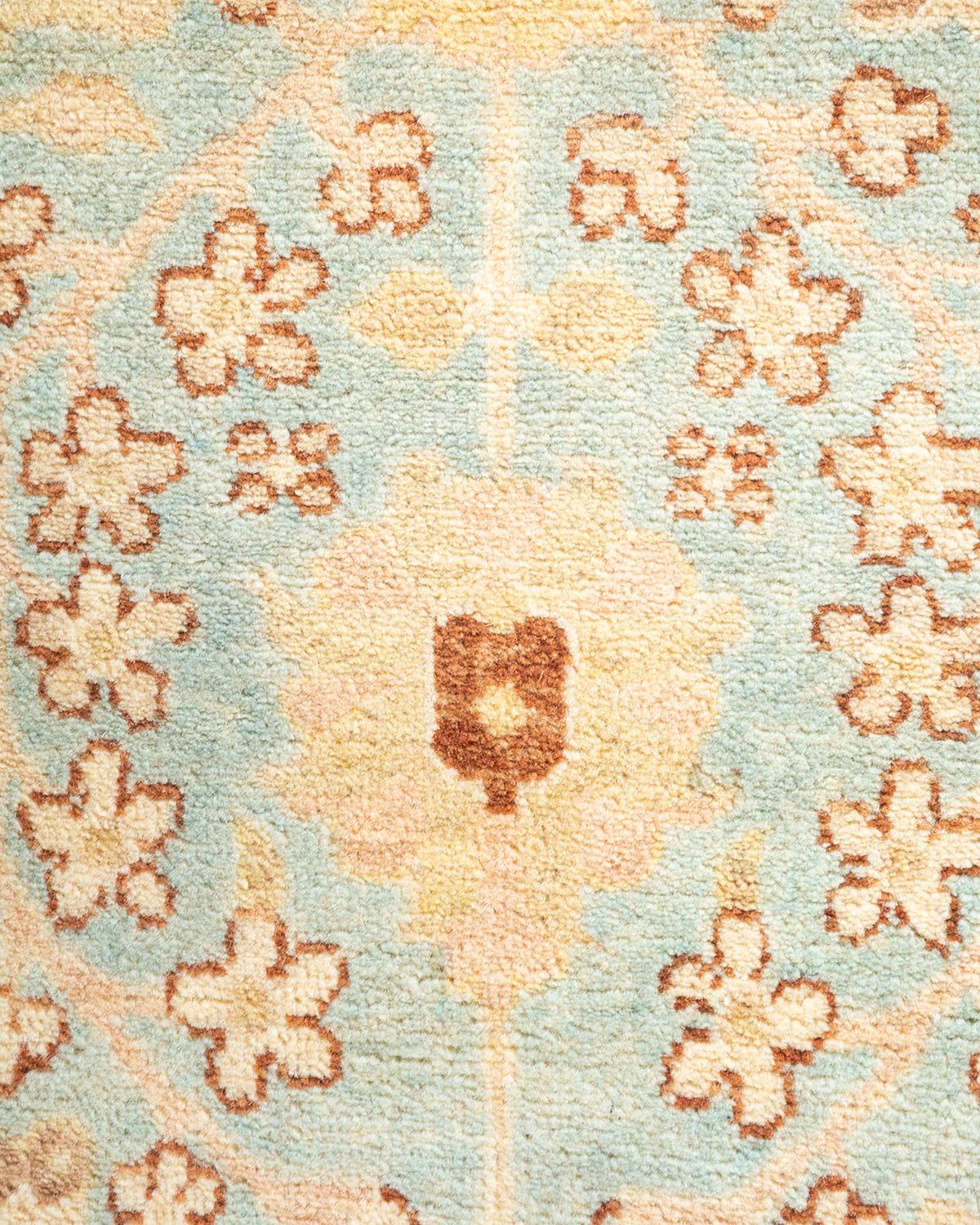 Pakistanais Tapis unique Oriental Mogul bleu clair noué à la main de 4' 3
