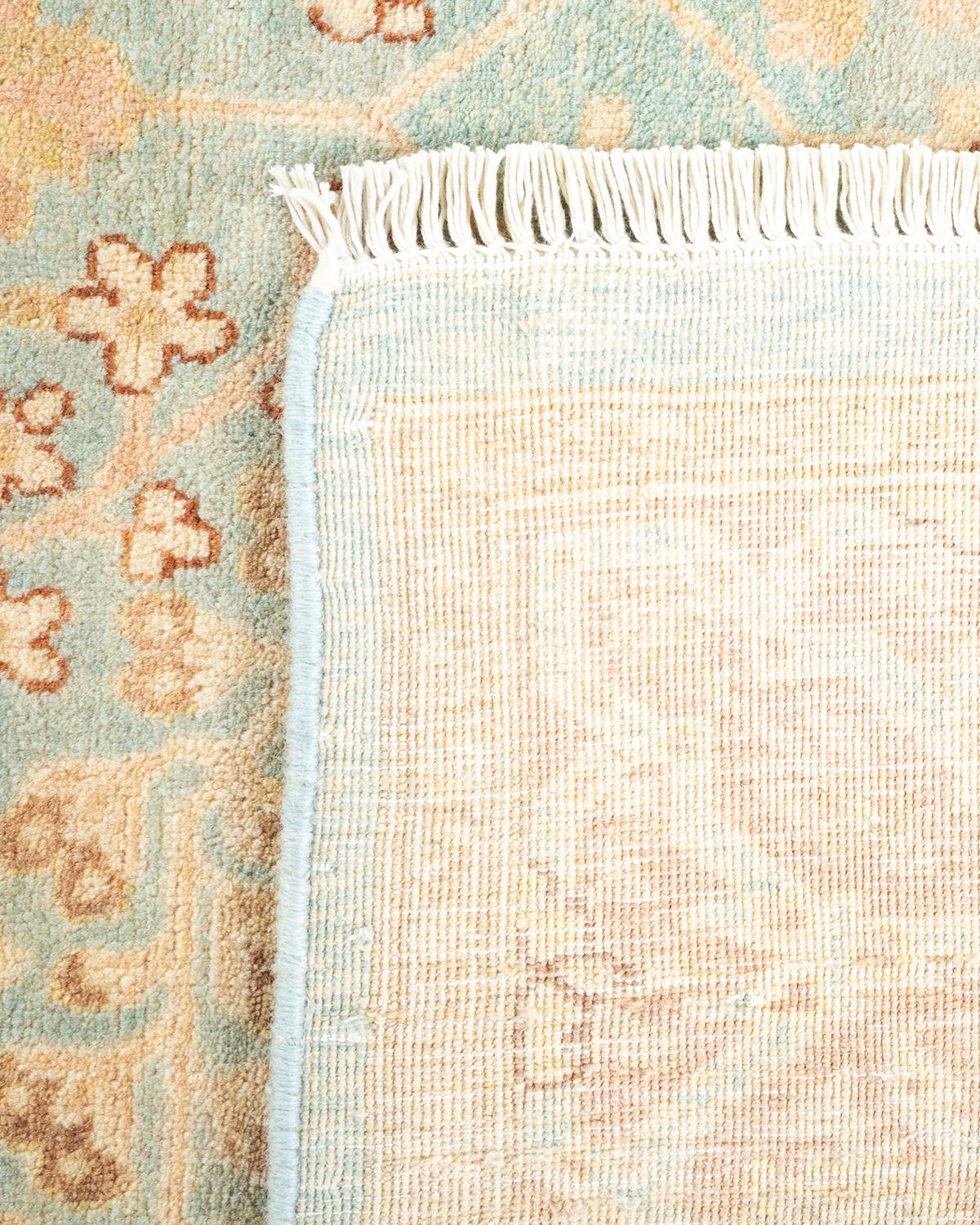 XXIe siècle et contemporain Tapis unique Oriental Mogul bleu clair noué à la main de 4' 3