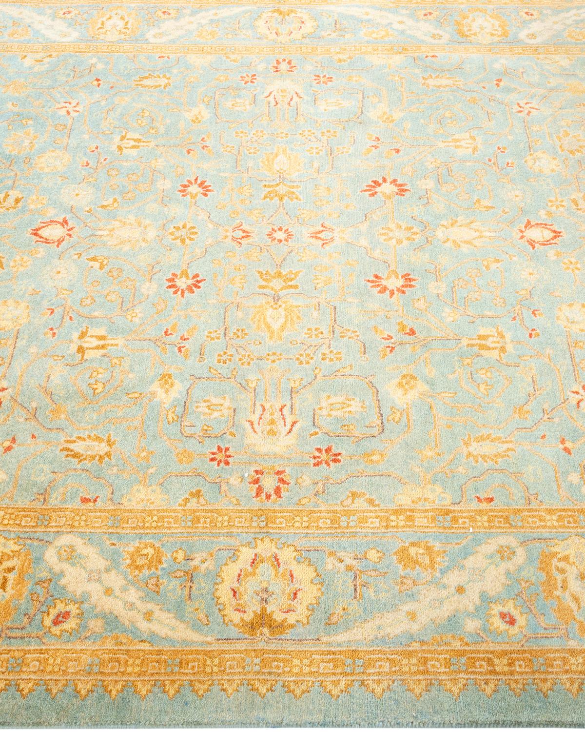 Handgeknüpfter orientalischer Mogul-Teppich in Hellblau, Unikat im Zustand „Neu“ im Angebot in Norwalk, CT