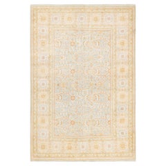 One-of-a-kind Hand Knotted Oriental Mogul Light Blue Area Rug
