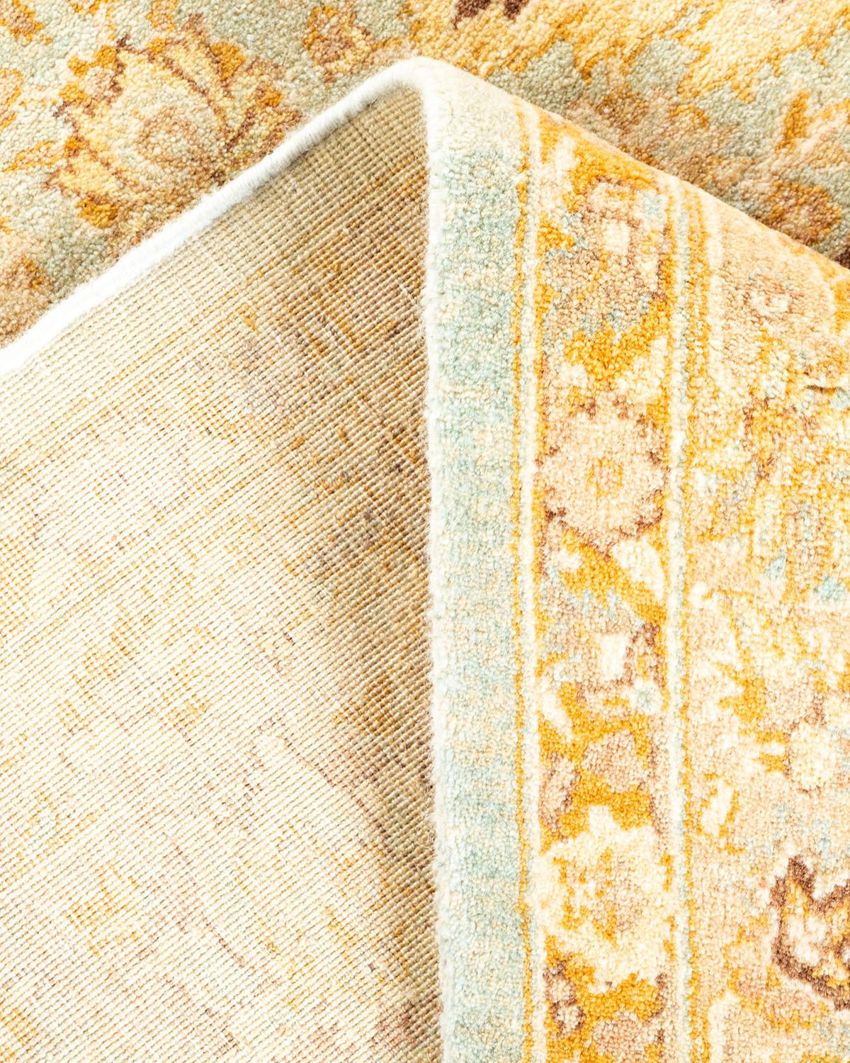 Laine Tapis Oriental Mogul bleu clair noué à la main - Exemplaire unique en vente