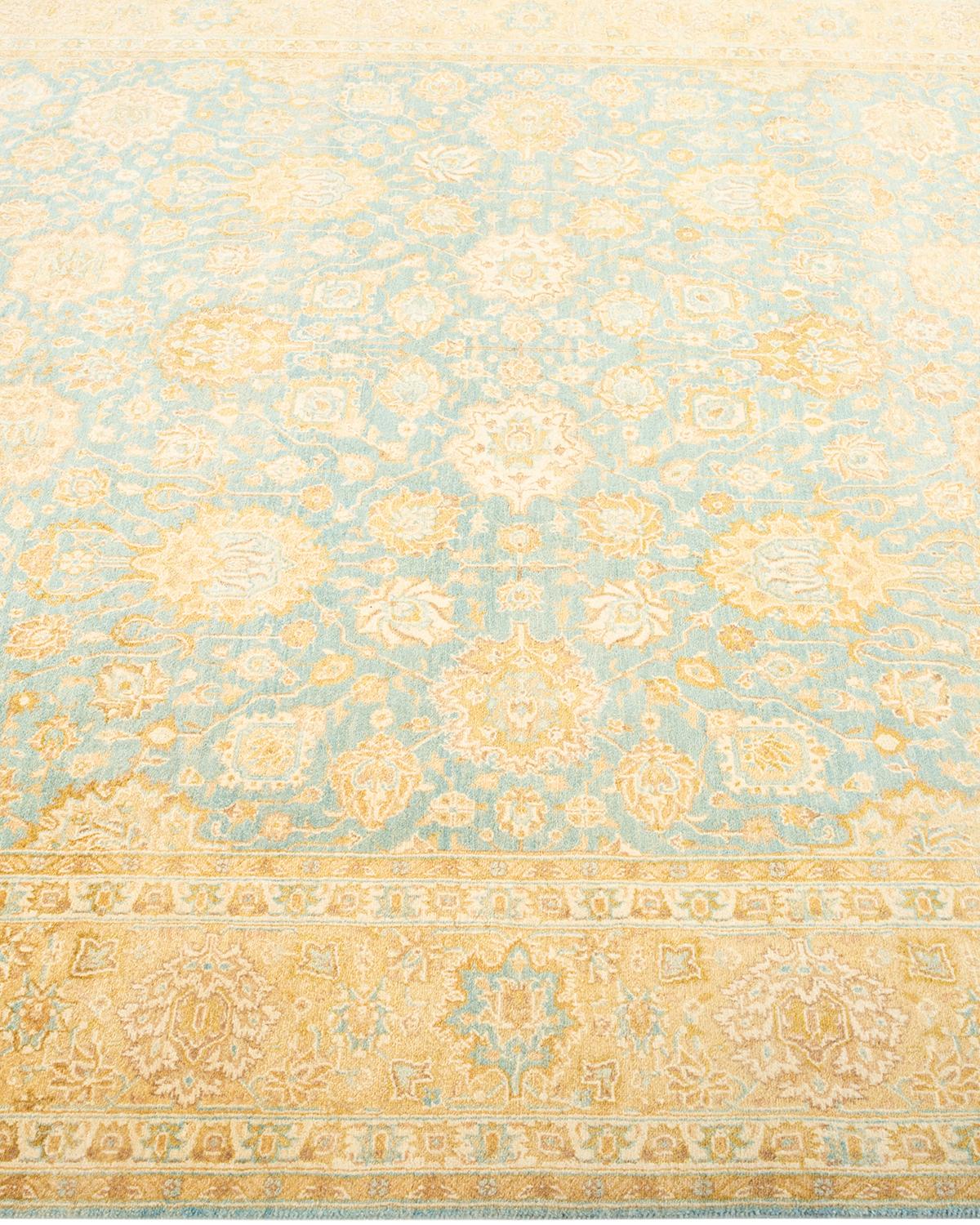 Pakistanais Tapis Oriental Mogul bleu clair noué à la main - Exemplaire unique en vente