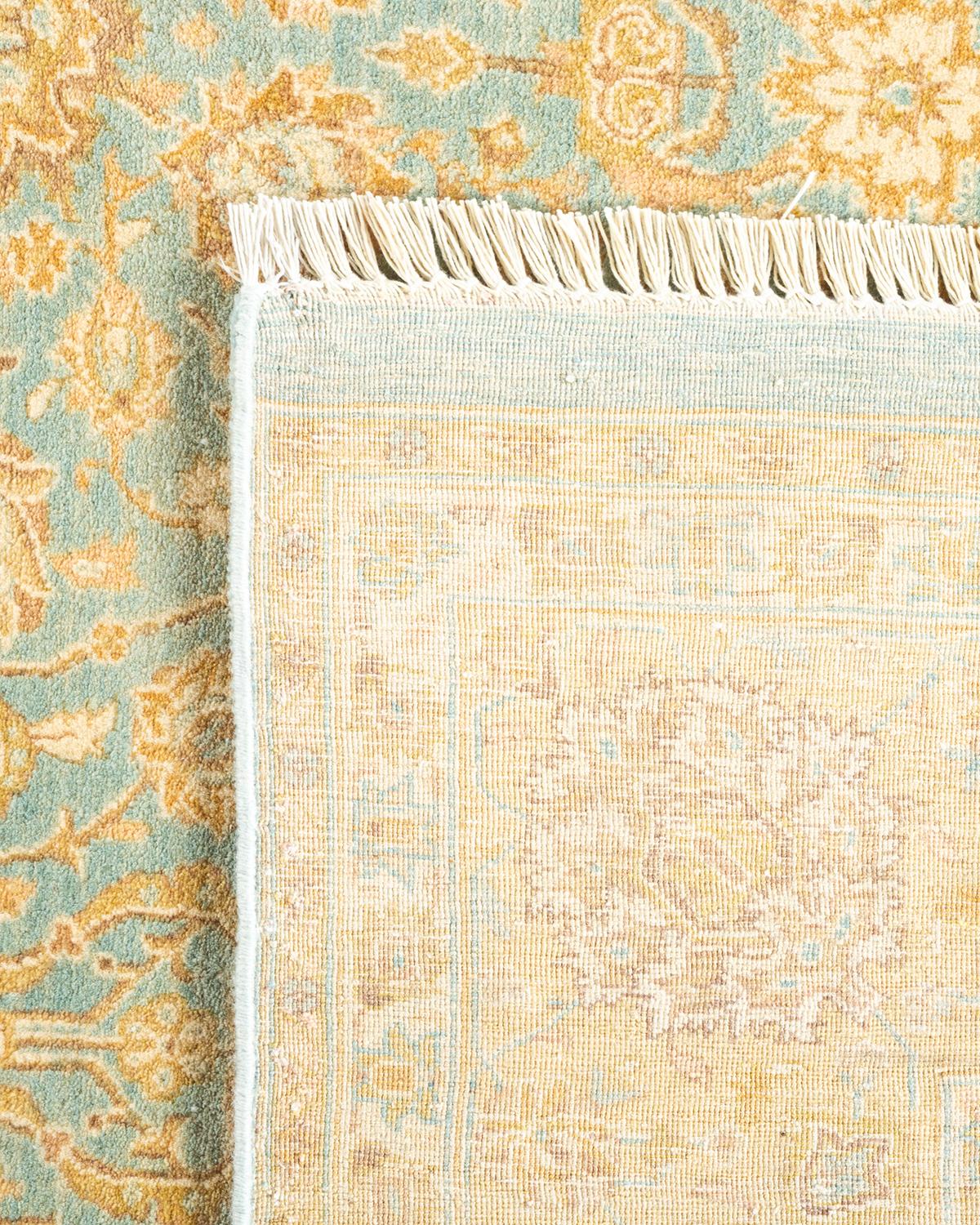 XXIe siècle et contemporain Tapis Oriental Mogul bleu clair noué à la main - Exemplaire unique en vente