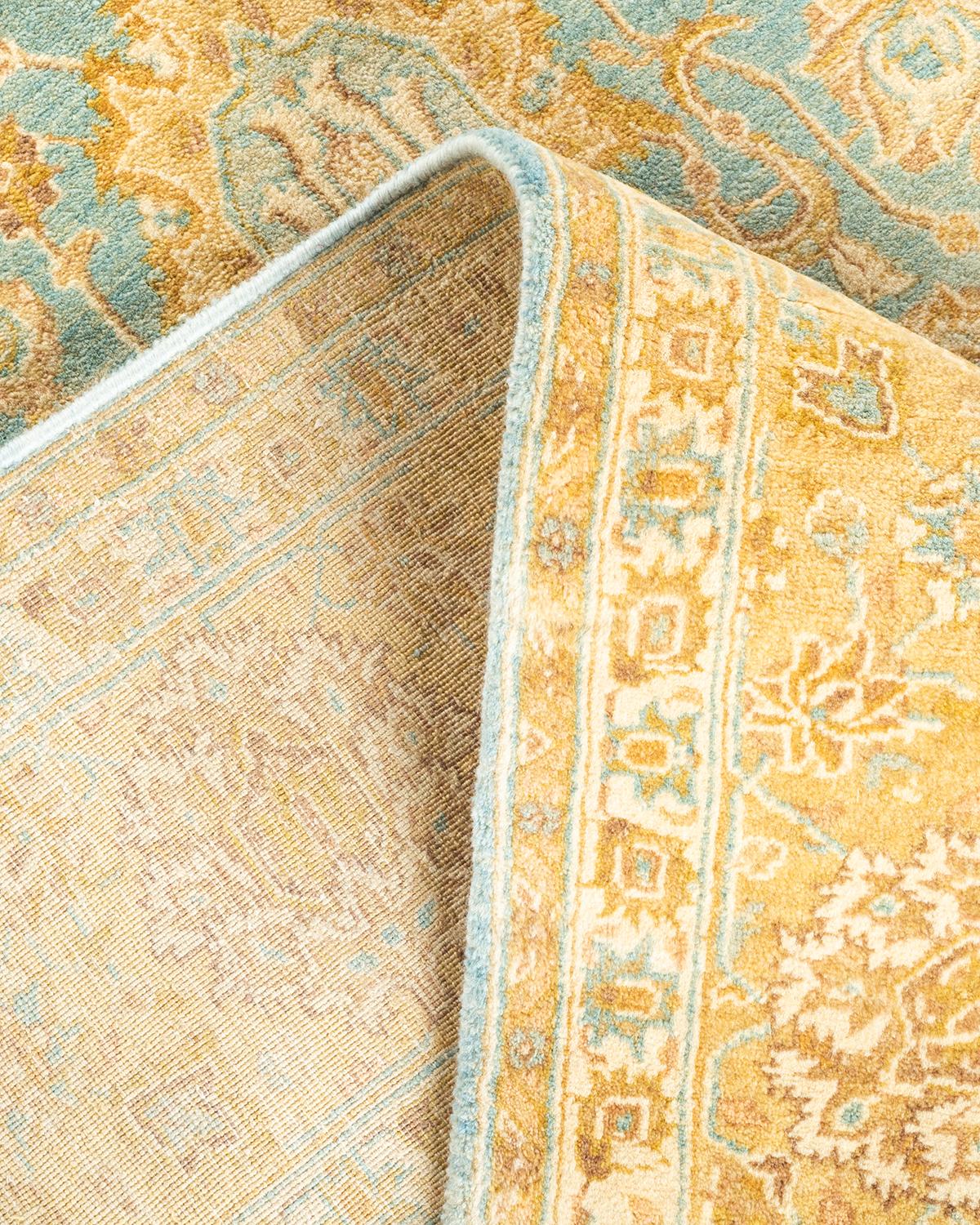 Laine Tapis Oriental Mogul bleu clair noué à la main - Exemplaire unique en vente