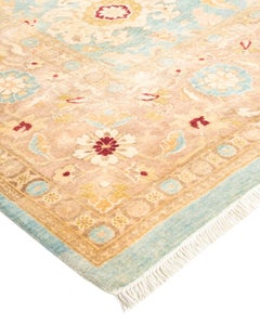 Handgeknüpfter orientalischer Mogul-Teppich in Hellblau, Unikat