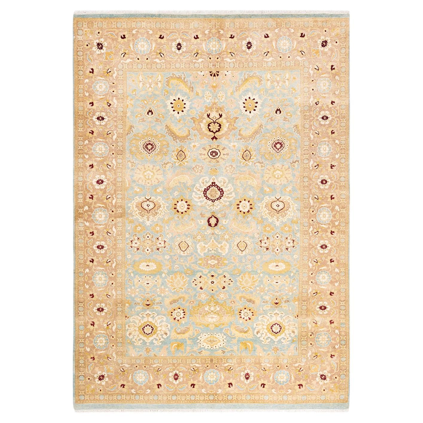 One-Of-A-Kind Hand Knotted Oriental Mogul Light Blue Area Rug