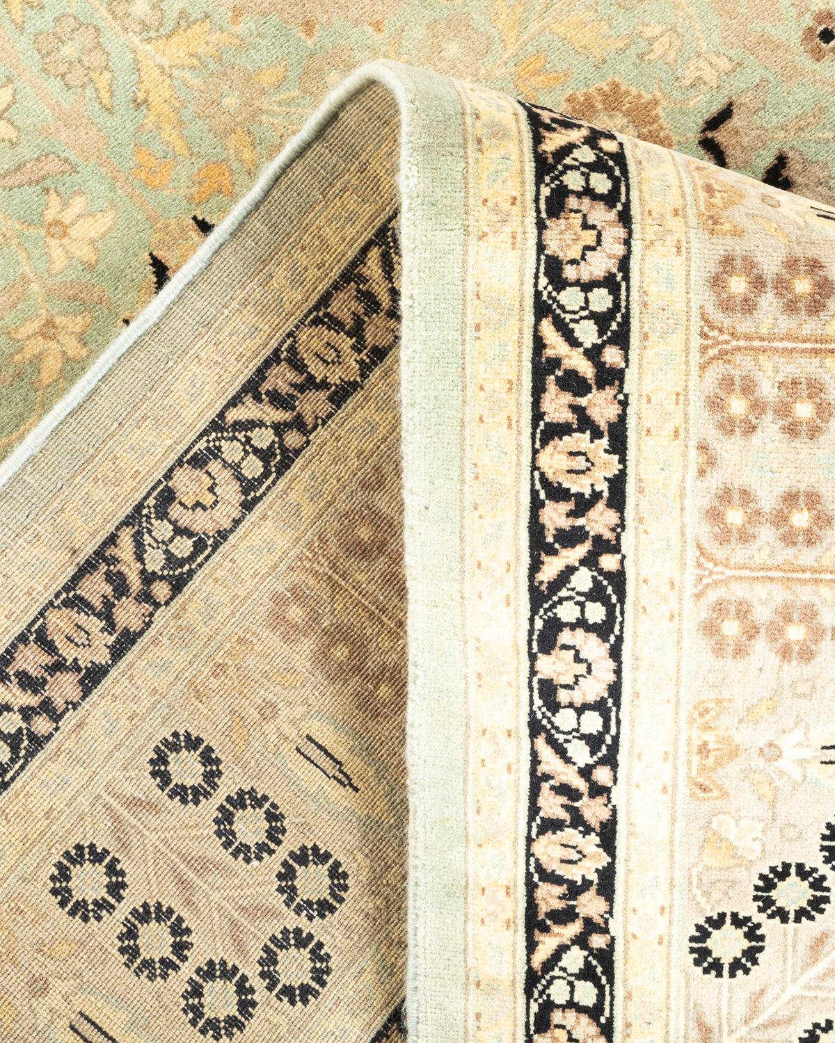 Handgeknüpfter orientalischer Mogul-Teppich in Hellblau, Unikat (Wolle) im Angebot