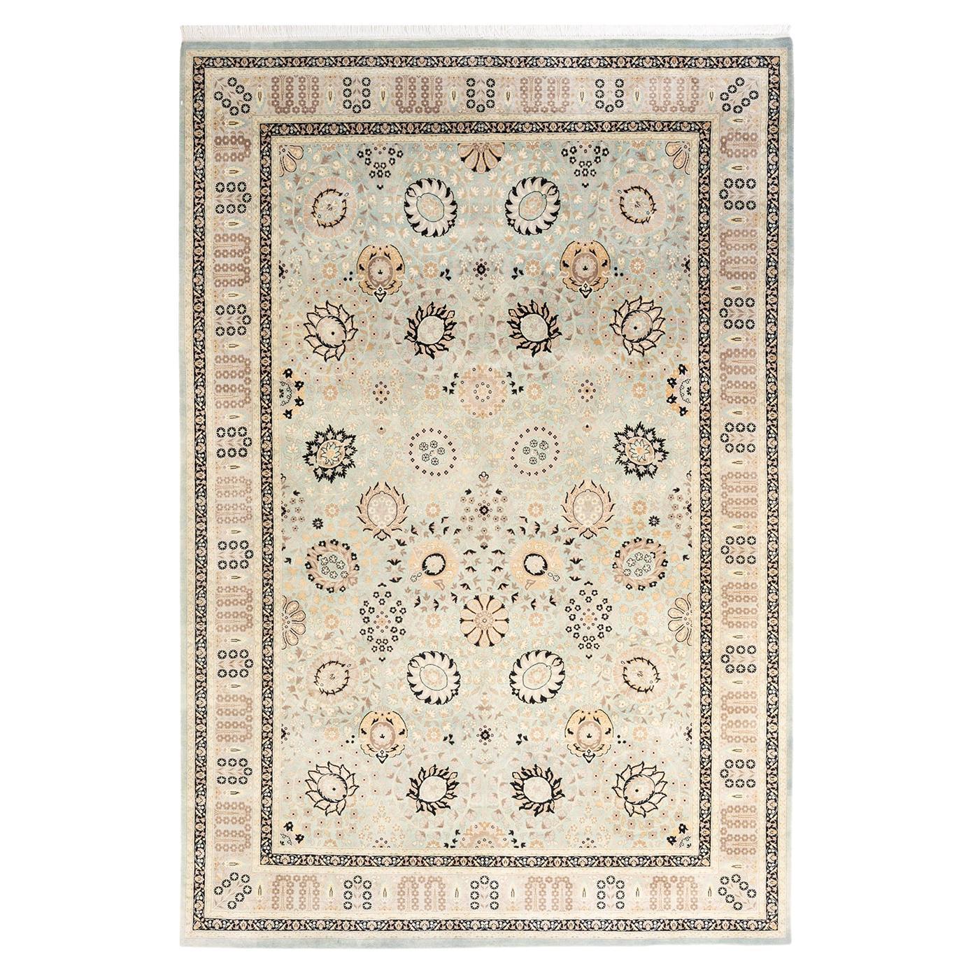 One-Of-A-Kind Hand Knotted Oriental Mogul Light Blue Area Rug