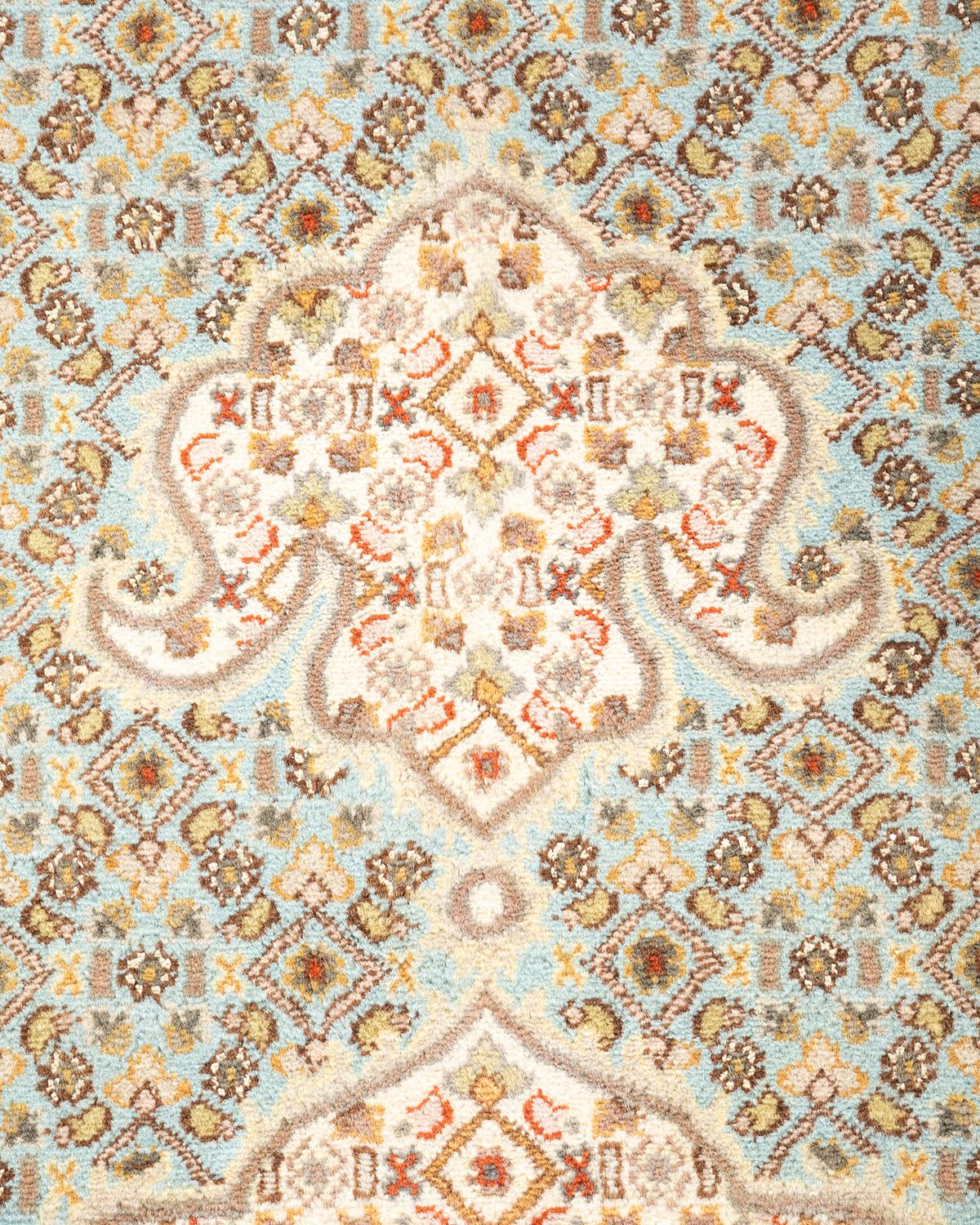 Handgeknüpfter orientalischer Mogul-Teppich in Hellblau, Unikat (Pakistanisch) im Angebot
