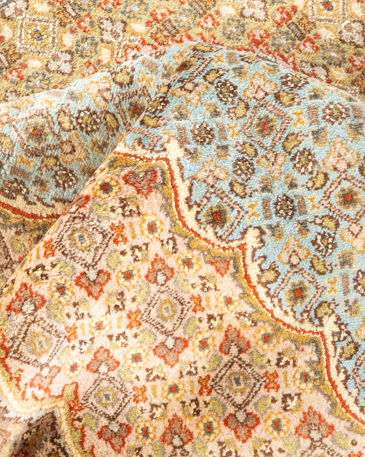 Handgeknüpfter orientalischer Mogul-Teppich in Hellblau, Unikat im Angebot 1