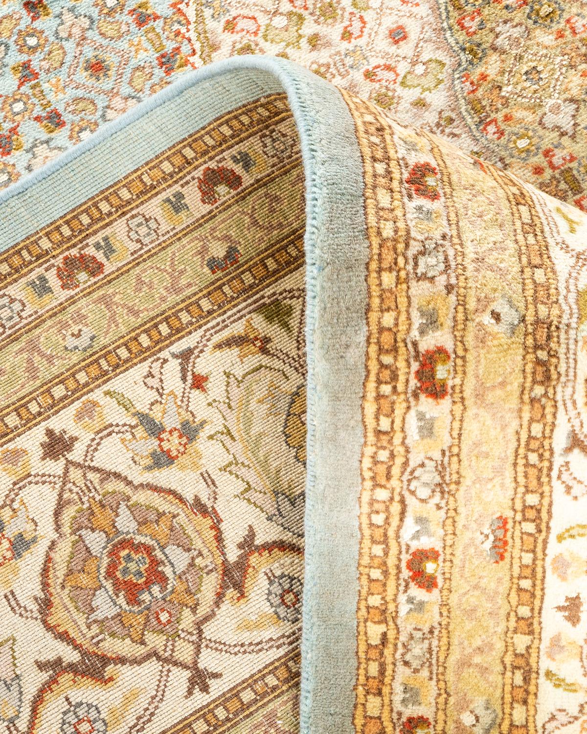 Handgeknüpfter orientalischer Mogul-Teppich in Hellblau, Unikat (Wolle) im Angebot