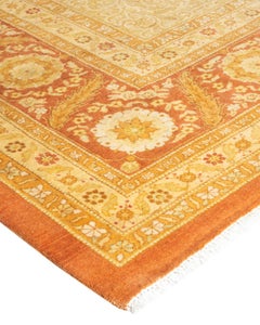 Handgeknüpfter orientalischer Mogul-Teppich in Orange, Unikat
