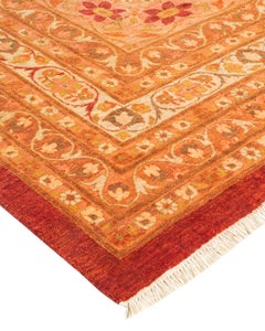 One-Of-A-Kind Hand Knotted Oriental Mogul Orange Area Rug 12' 4" x 14' 1"