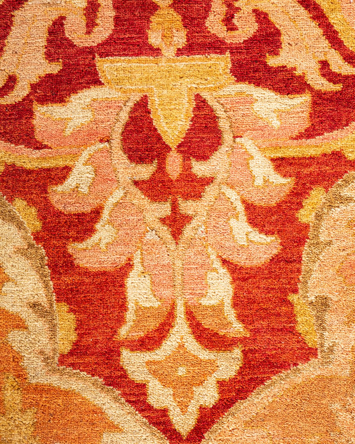 Einzigartiger handgeknüpfter orientalischer Mogul Orange Teppich 3,66 m x 4,66 m, Unikat (Pakistanisch) im Angebot
