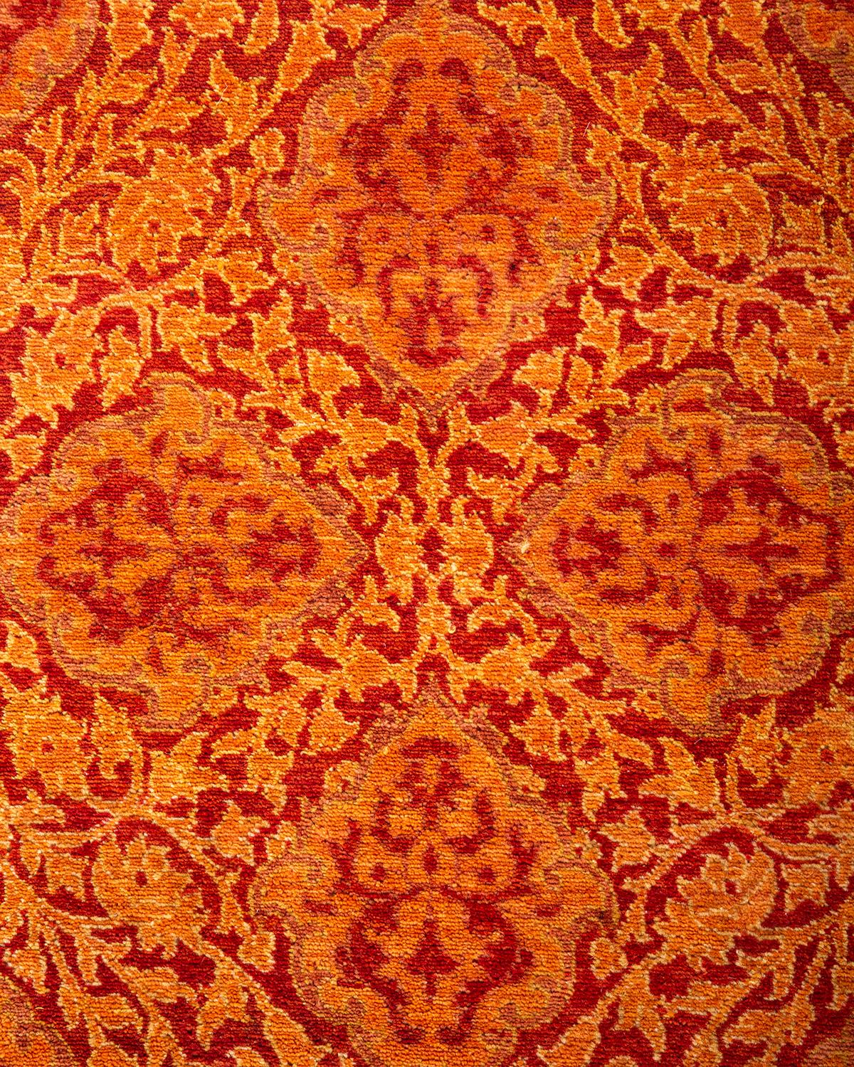 Pakistani One-of-a-kind Hand Knotted Oriental Mogul Orange Area Rug For Sale