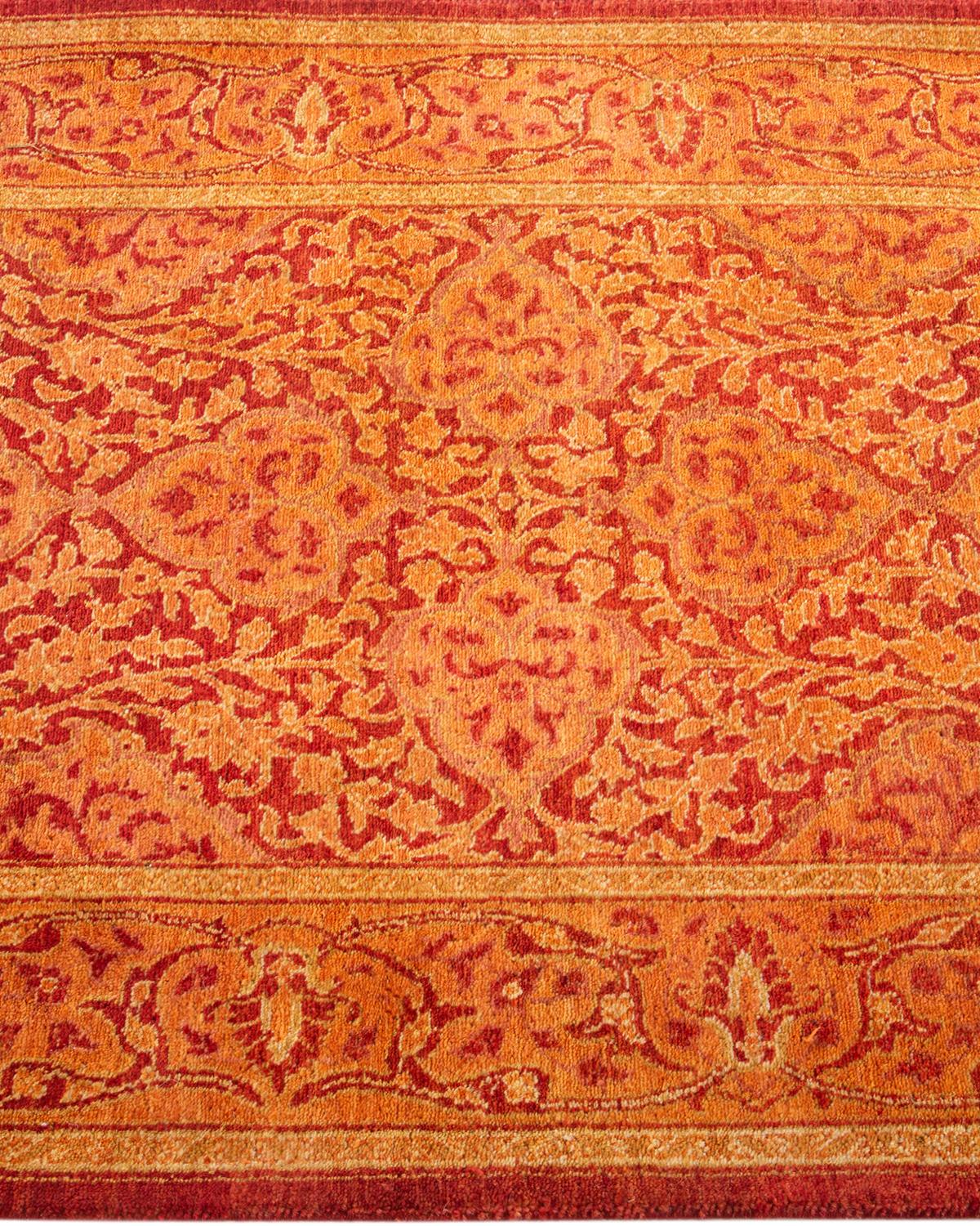 One-of-a-kind Hand Knotted Oriental Mogul Orange Area Rug In New Condition For Sale In Norwalk, CT