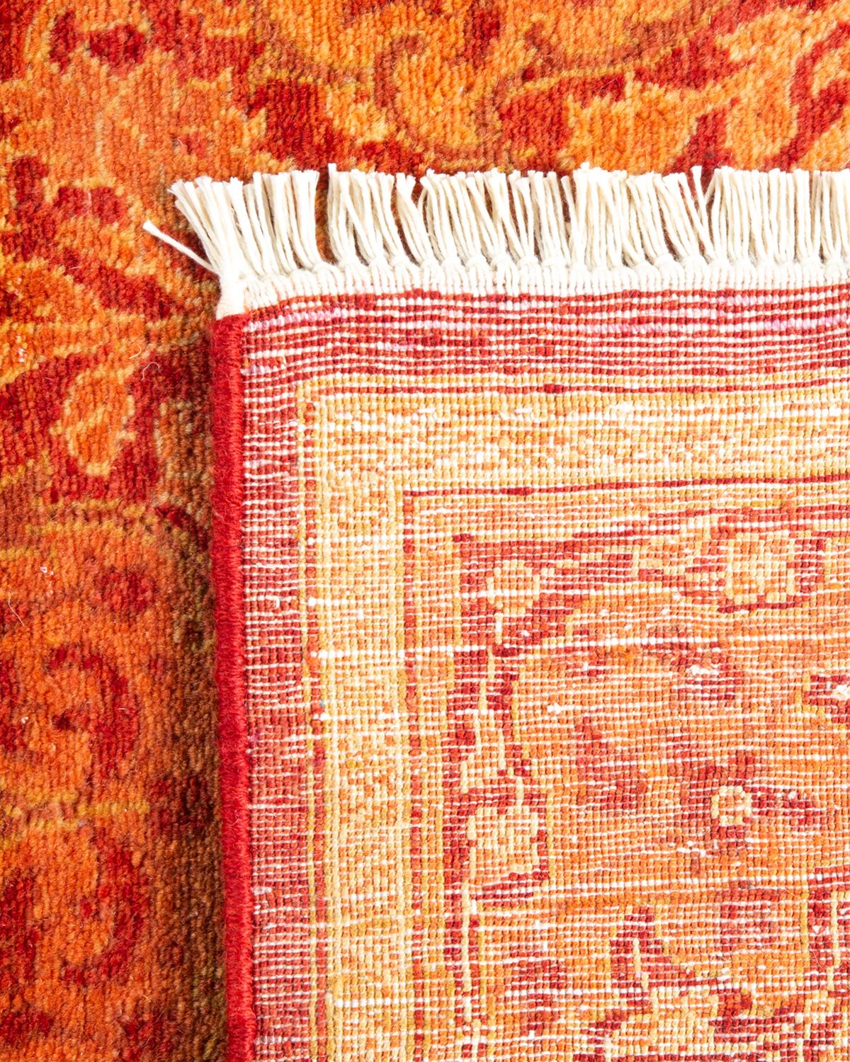 Contemporary One-of-a-kind Hand Knotted Oriental Mogul Orange Area Rug For Sale
