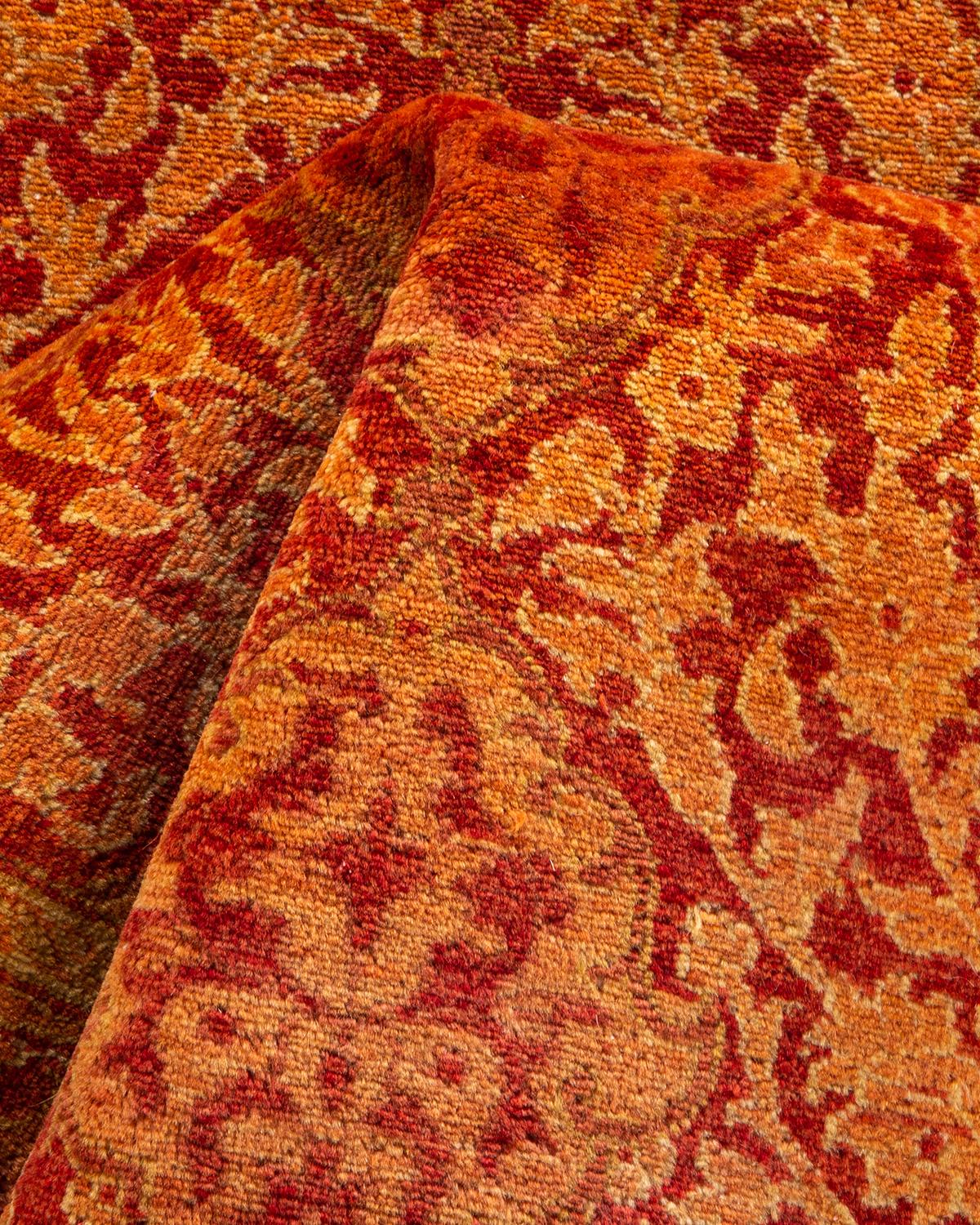 One-of-a-kind Hand Knotted Oriental Mogul Orange Area Rug For Sale 1