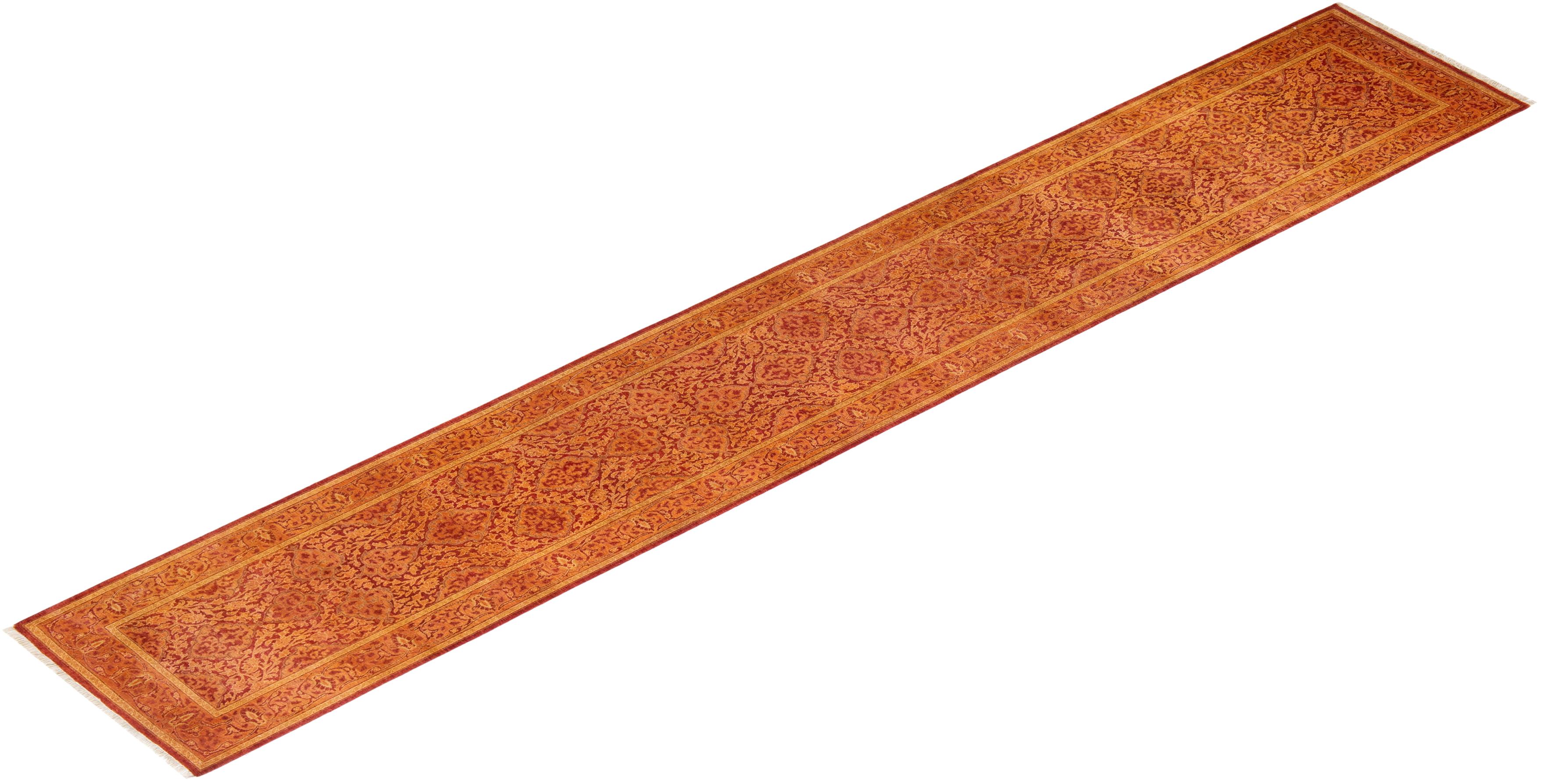 One-of-a-kind Hand Knotted Oriental Mogul Orange Area Rug For Sale 2