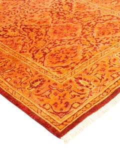 One-Of-A-Kind Hand Knotted Oriental Mogul Orange Area Rug 2' 6" x 10' 8"