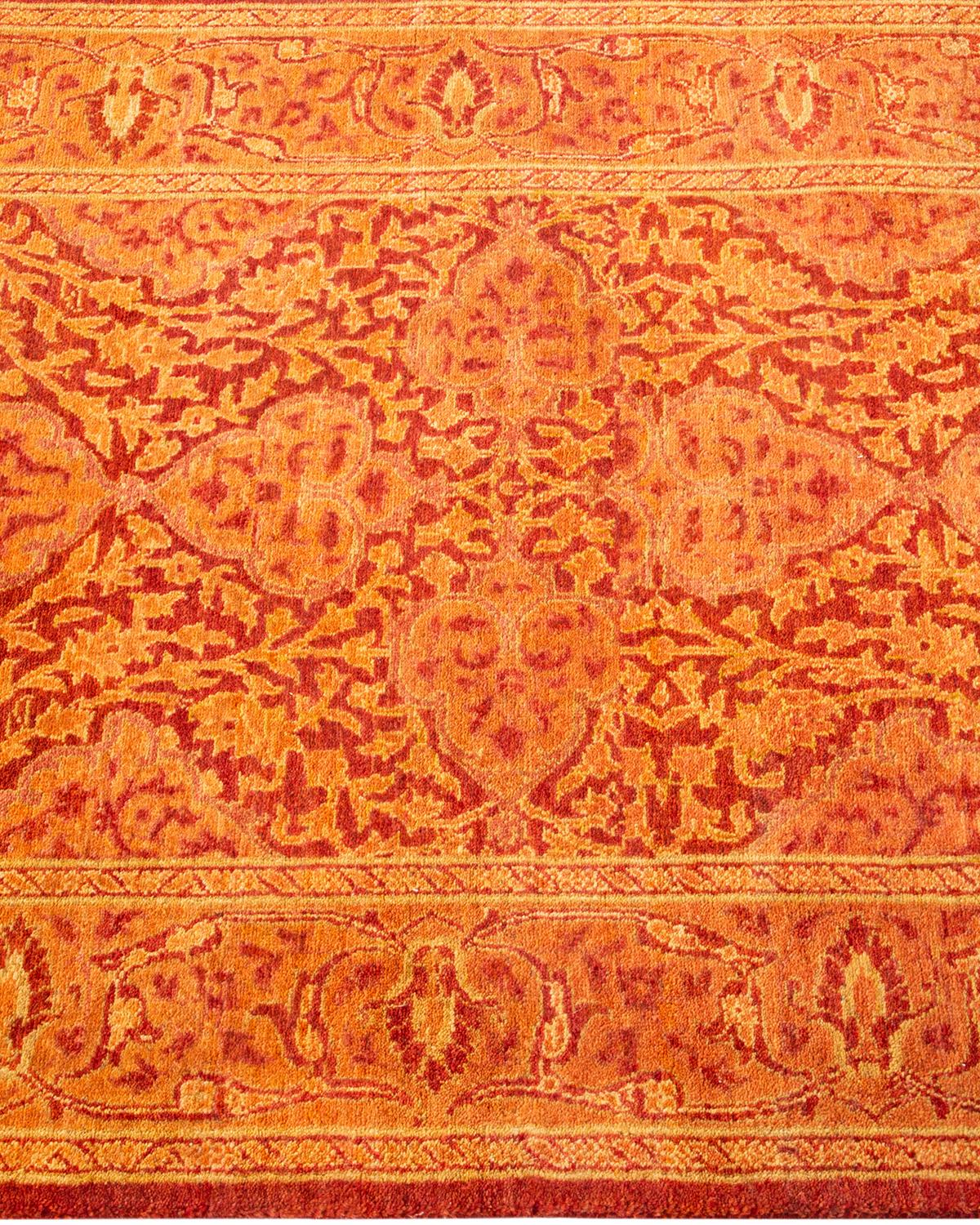 Einzigartiger handgeknüpfter Oriental Mogul Orange Teppich 2' 6