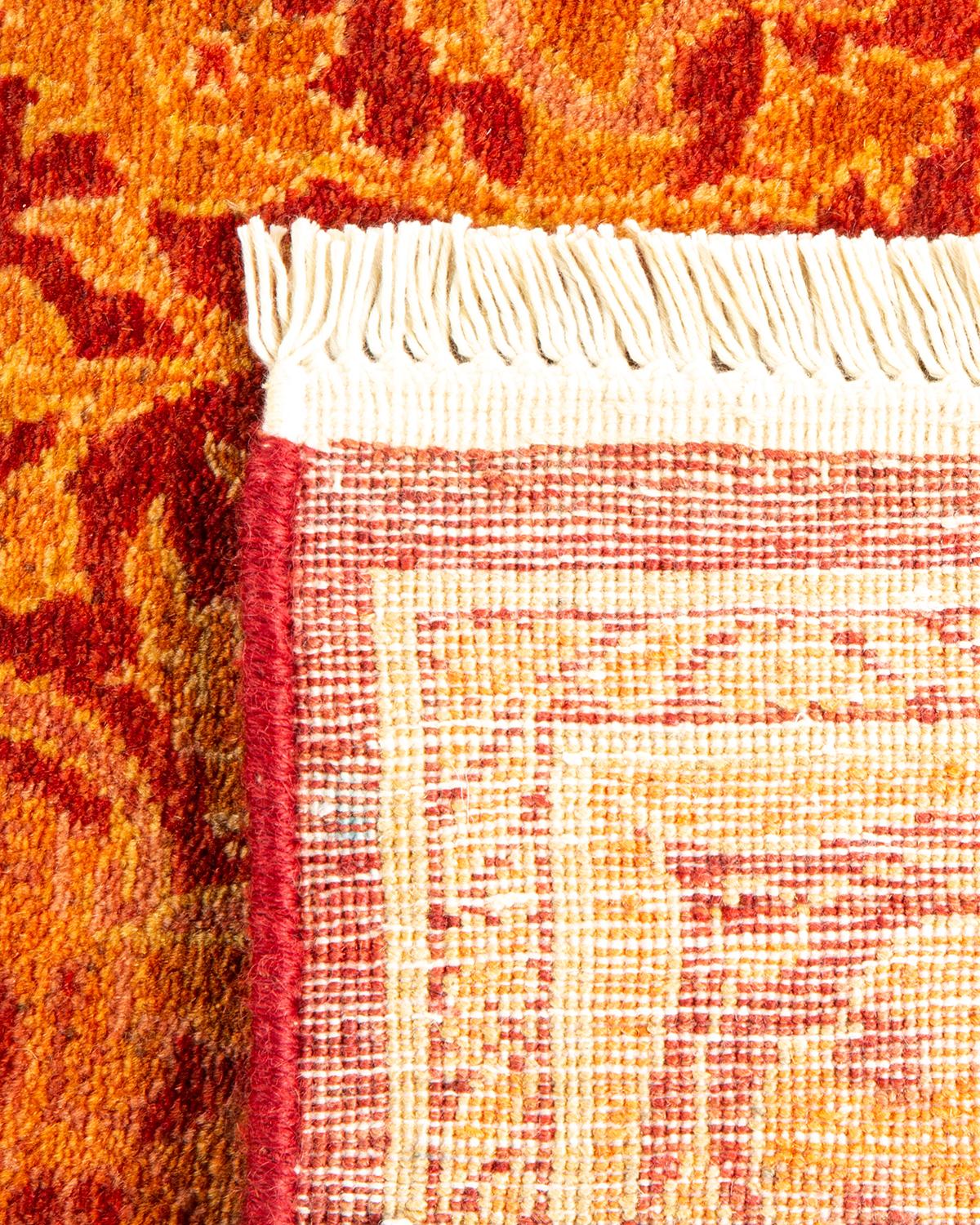Einzigartiger handgeknüpfter Oriental Mogul Orange Teppich 2' 6