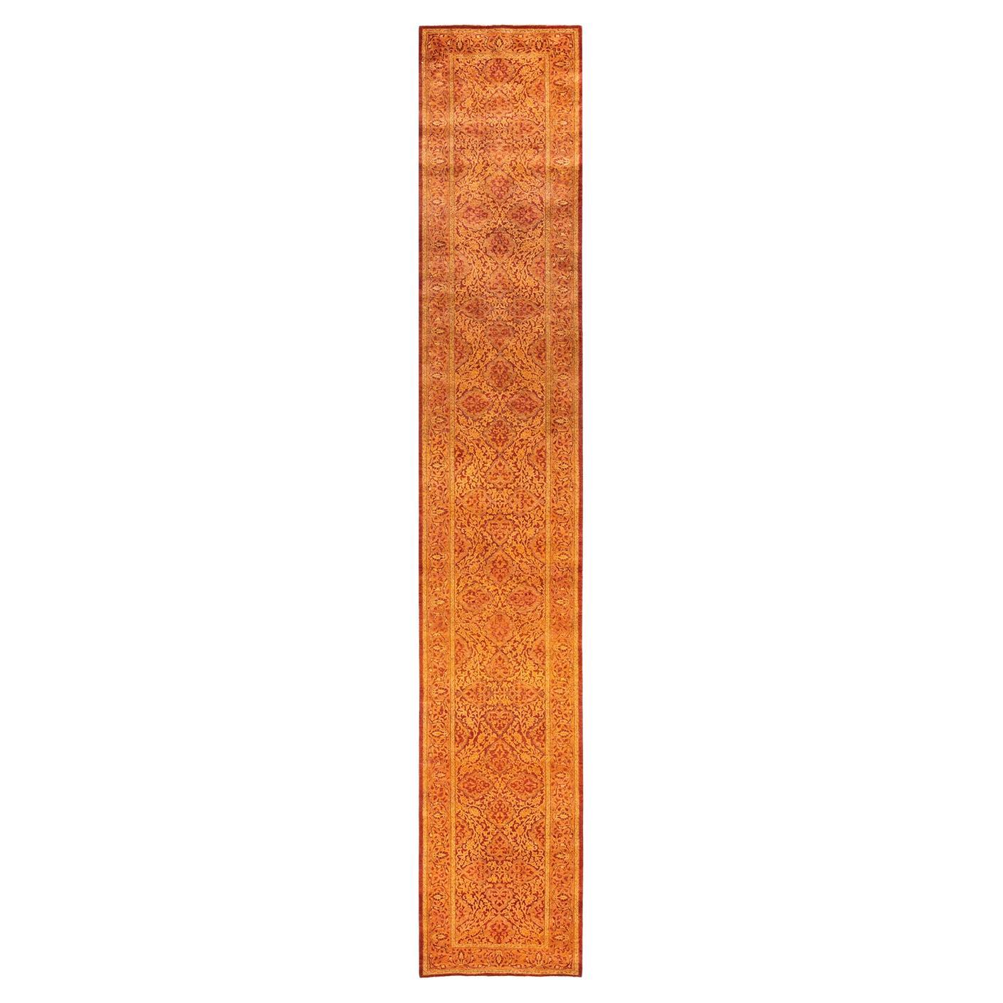 Handgeknüpfter orientalischer Mogul-Teppich in Orange, Unikat
