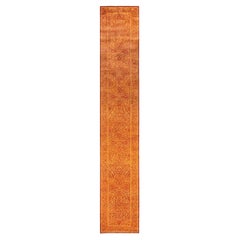 Handgeknüpfter orientalischer Mogul-Teppich in Orange, Unikat