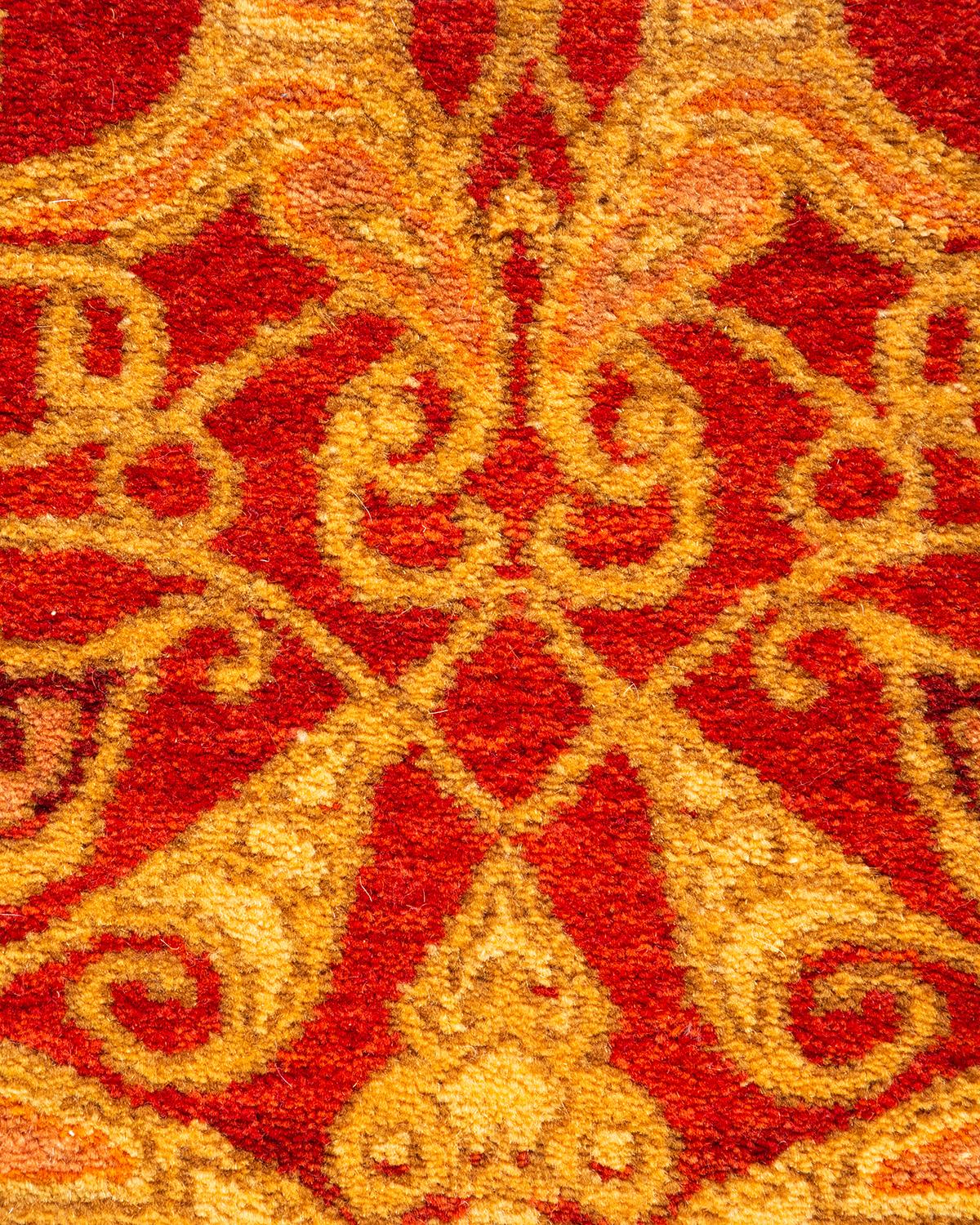 Handgeknüpfter, orangefarbener Oriental Mogul Teppich, Unikat (Pakistanisch) im Angebot