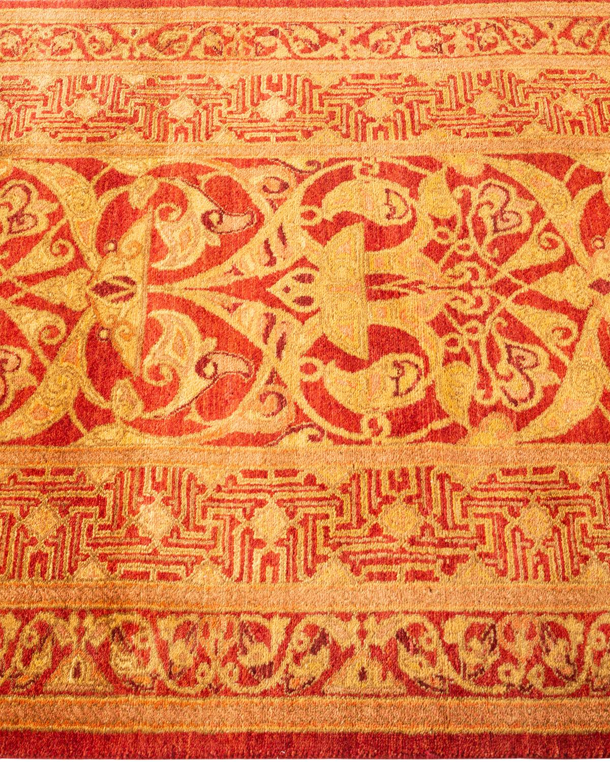 Handgeknüpfter, orangefarbener Oriental Mogul Teppich, Unikat im Zustand „Neu“ im Angebot in Norwalk, CT