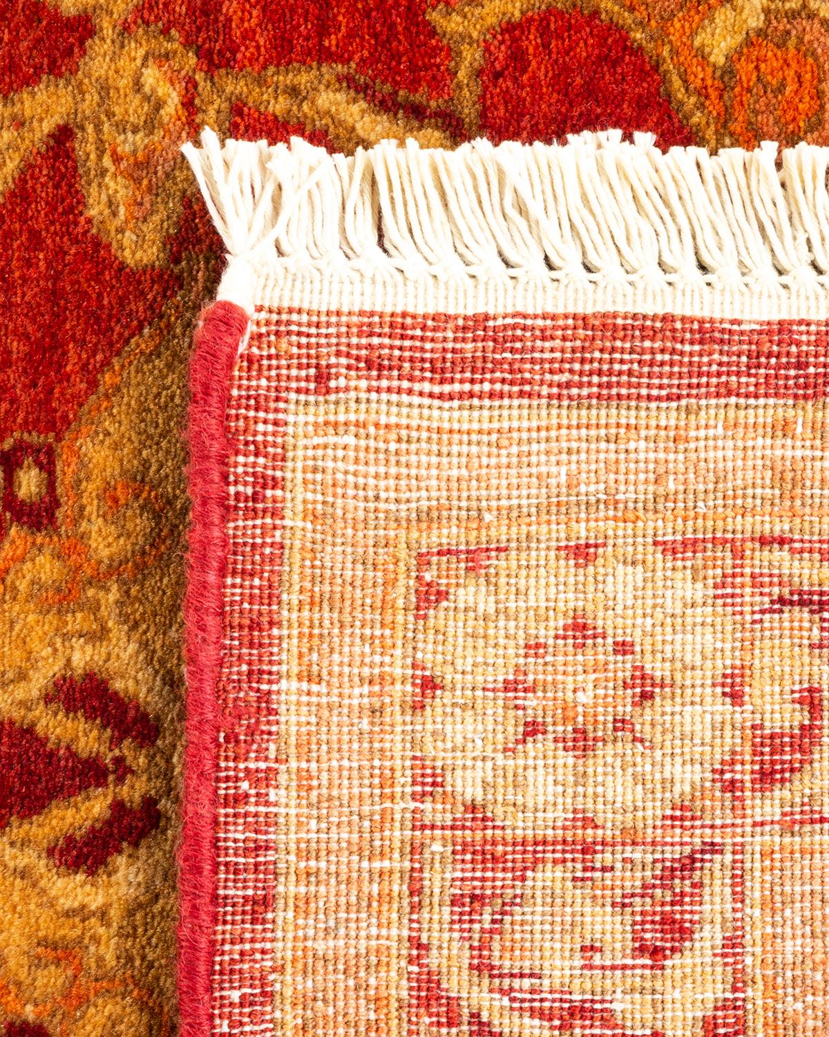 Handgeknüpfter, orangefarbener Oriental Mogul Teppich, Unikat (21. Jahrhundert und zeitgenössisch) im Angebot