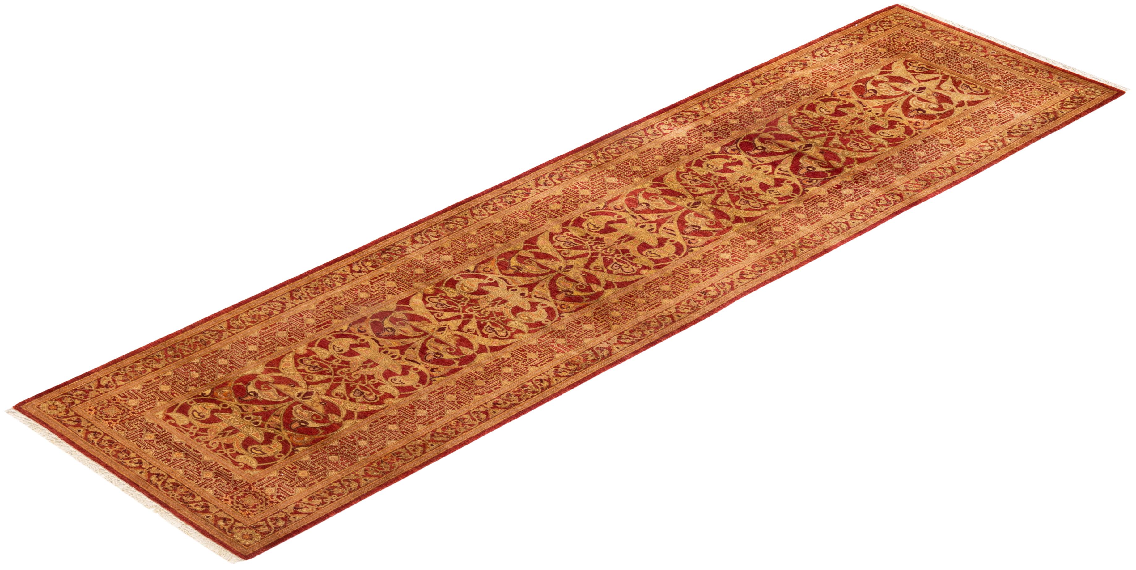 Handgeknüpfter, orangefarbener Oriental Mogul Teppich, Unikat im Angebot 2