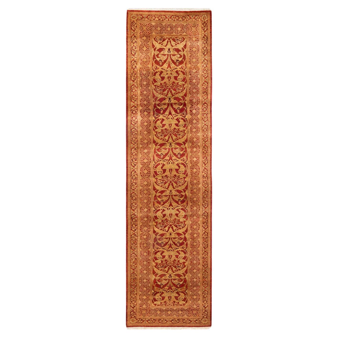Handgeknüpfter, orangefarbener Oriental Mogul Teppich, Unikat