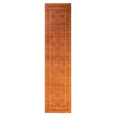 Einzigartiger handgeknüpfter Oriental Mogul Orange Teppich 2' 7"" x 11' 7""