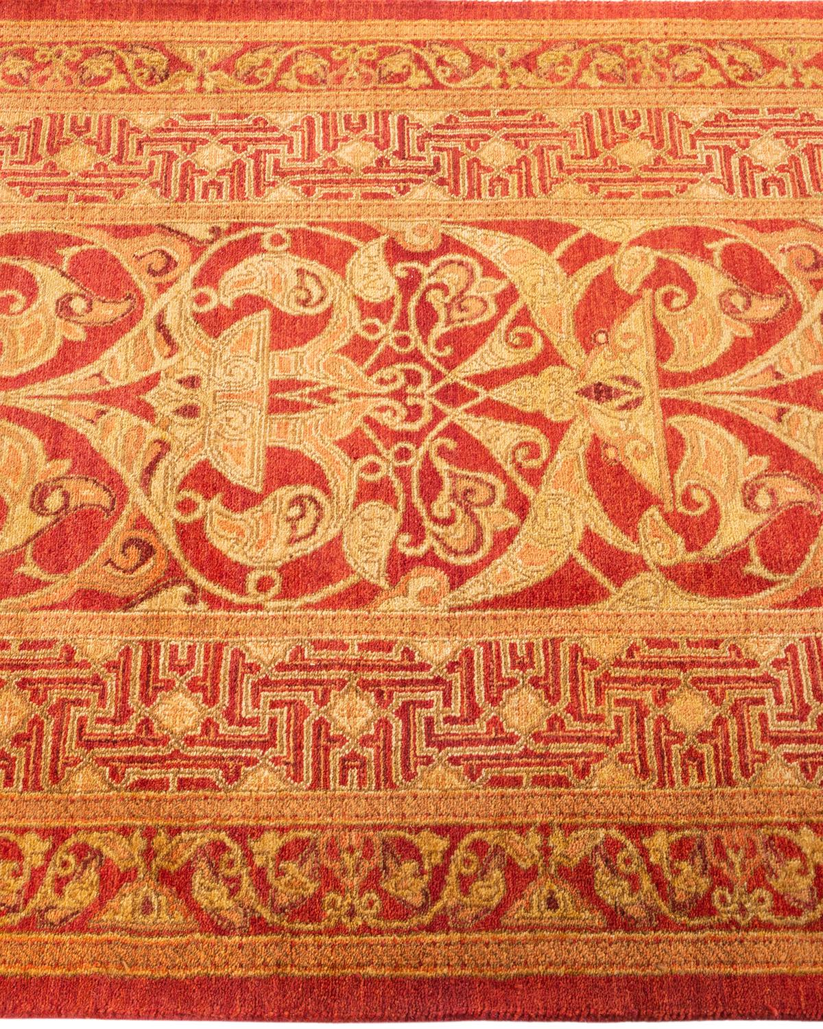 Einzigartiger handgeknüpfter Oriental Mogul Orange Teppich 2' 7
