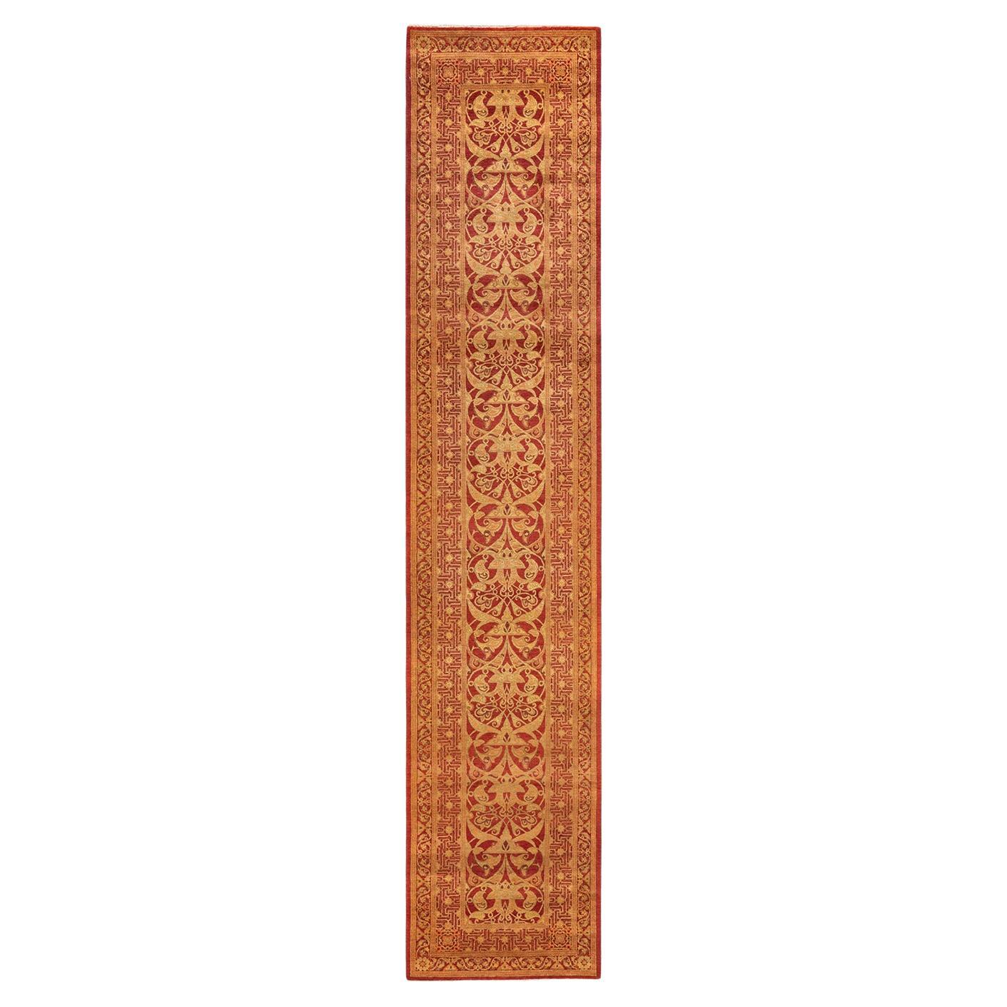 Einzigartiger handgeknüpfter Oriental Mogul Orange Teppich 2' 7"" x 12' 10""" im Angebot