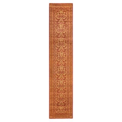 Einzigartiger handgeknüpfter Oriental Mogul Orange Teppich 2' 7"" x 12' 10"""