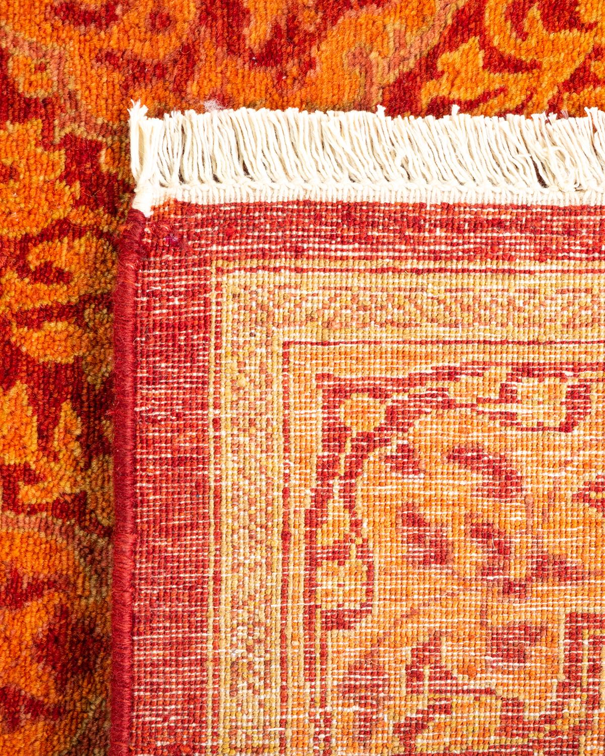 Contemporary One-of-a-kind Hand Knotted Oriental Mogul Orange Area Rug For Sale