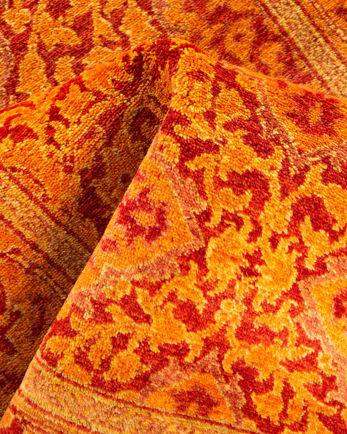 One-of-a-kind Hand Knotted Oriental Mogul Orange Area Rug For Sale 1