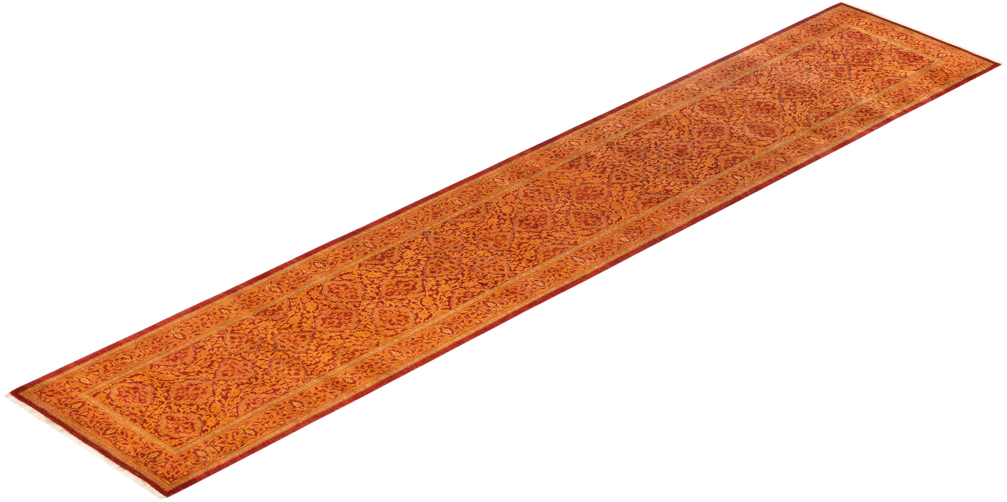 One-of-a-kind Hand Knotted Oriental Mogul Orange Area Rug For Sale 2