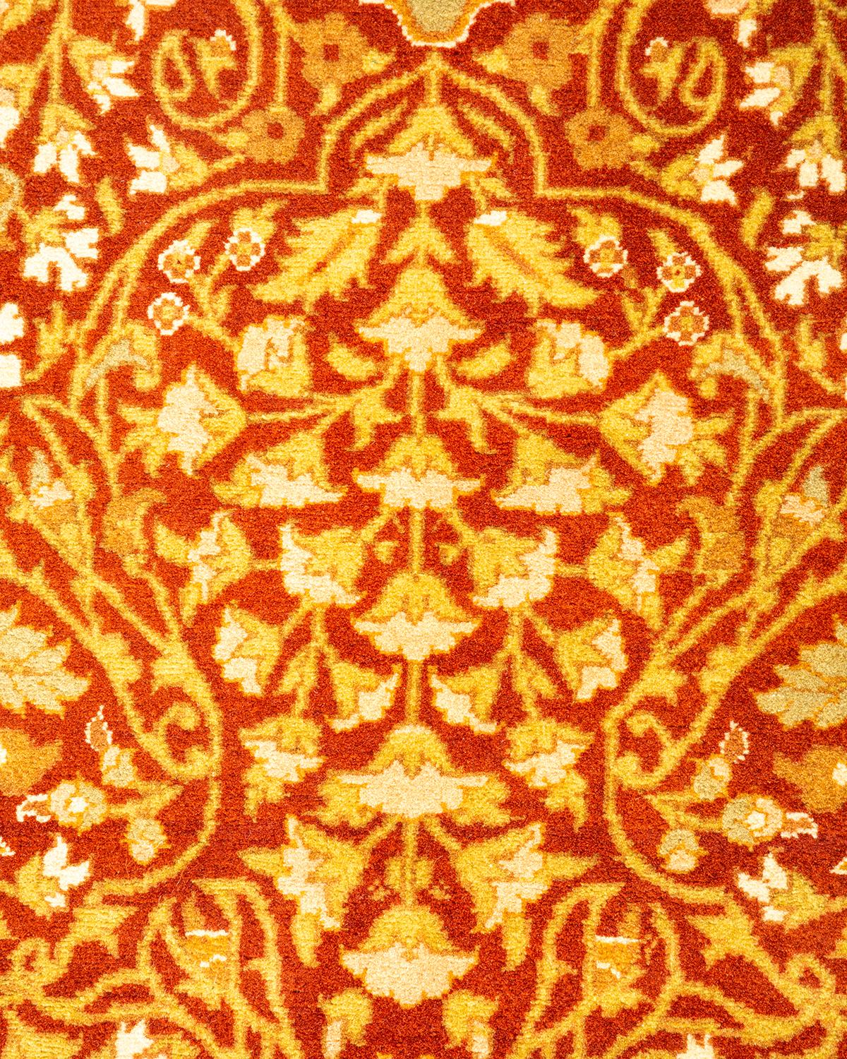 Handgeknüpfter, orangefarbener Oriental Mogul Teppich, Unikat (Pakistanisch) im Angebot