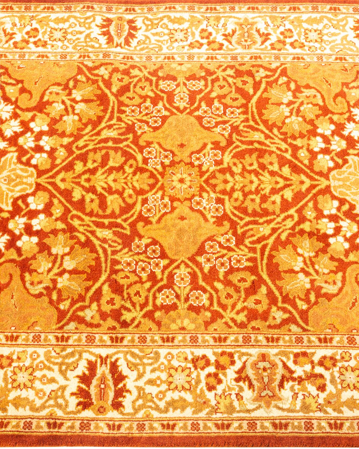 Handgeknüpfter, orangefarbener Oriental Mogul Teppich, Unikat im Zustand „Neu“ im Angebot in Norwalk, CT