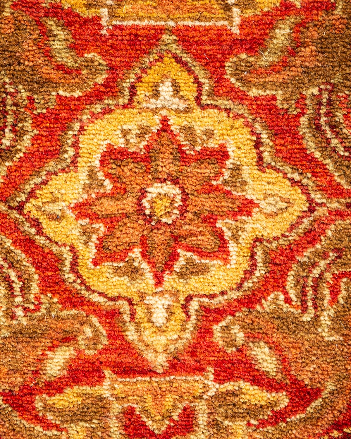 Handgeknüpfter, orangefarbener Oriental Mogul Teppich, Unikat (Pakistanisch) im Angebot