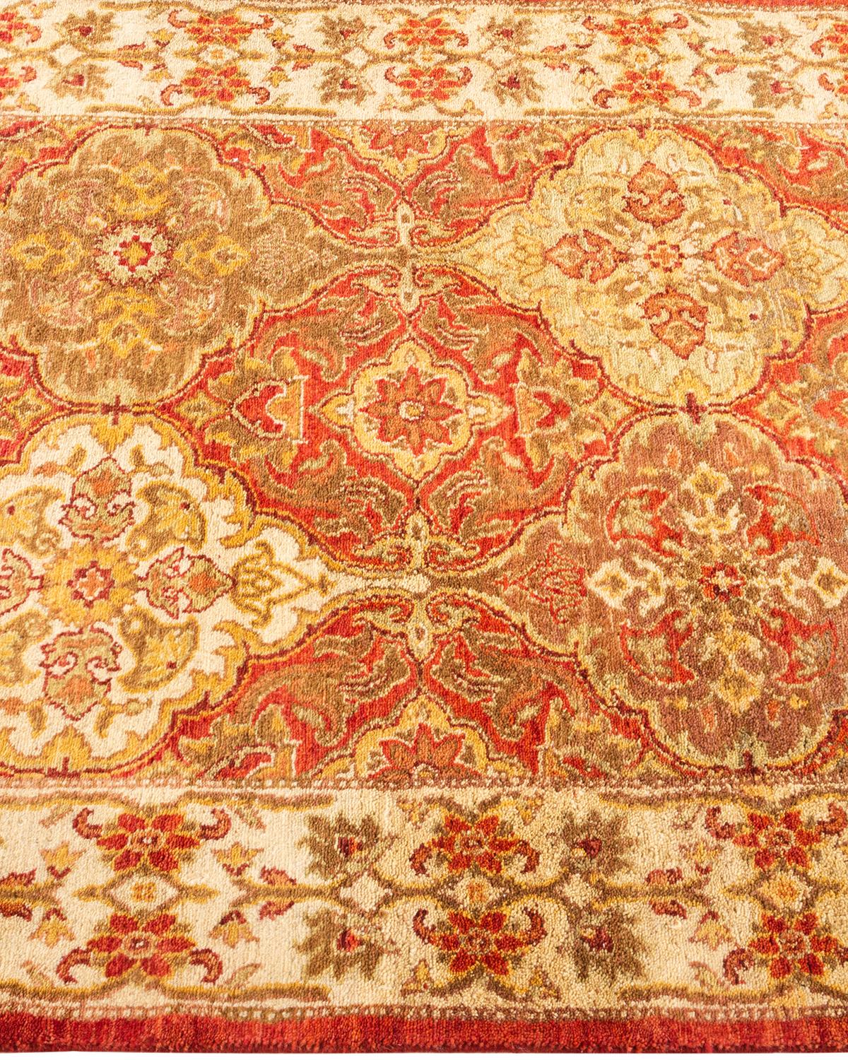 Handgeknüpfter, orangefarbener Oriental Mogul Teppich, Unikat im Zustand „Neu“ im Angebot in Norwalk, CT